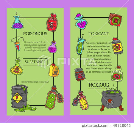 Toxic industry concept banners vector illustration. Different barrel for liquids oil, biofuel 49518045
