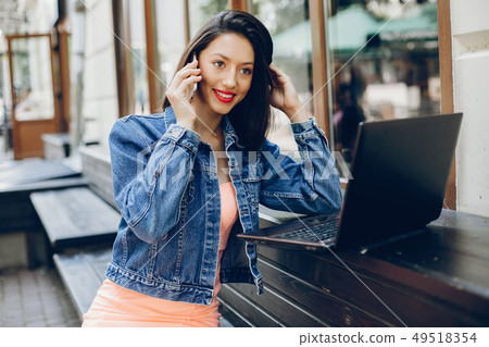 Elegant lady with laptop 49518354