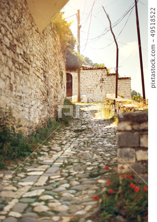 Narrow street in Historic city of Berat in Albania, World Heritage Site by UNESCO 49518522