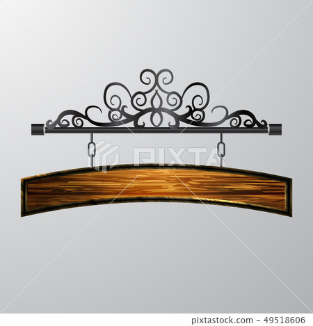 hanging, wooden Board vector, wooden object for text. 49518606
