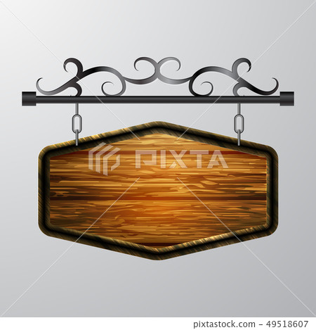 hanging, wooden Board vector, wooden object for text. 49518607