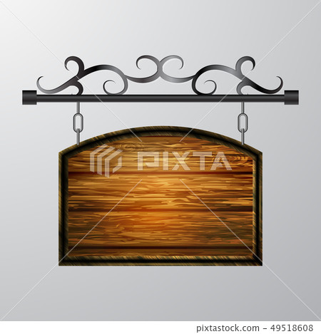 hanging, wooden Board vector, wooden object for text. 49518608