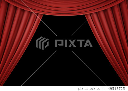 Red curtain of a classical theater isolated on black background. 3d render 49518725