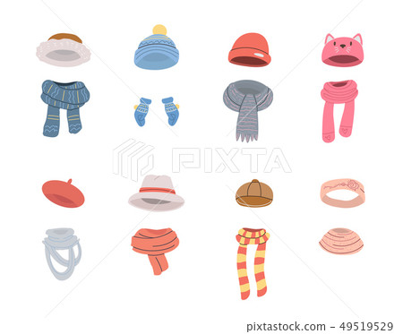 Pairs hats and scarves for cold winter weather 49519529