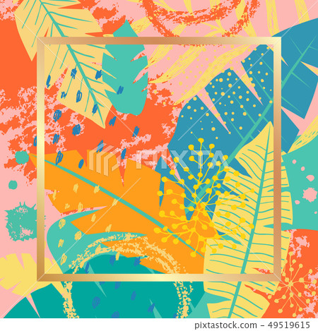 Tropical Background with Leaves and Textures Tropical Background with Leaves and Textures 49519615