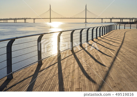 Cable bridge in Saint Petersburg. Cable bridge in Saint Petersburg. 49519816