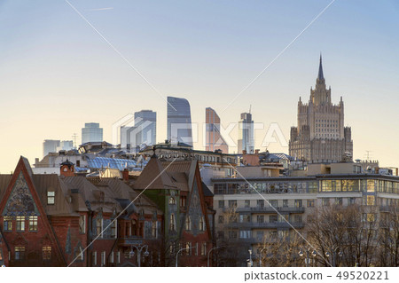 Views of Moscow on a sunny spring evening. Various historical buildings 49520221