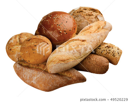 different types of bread on isolated on white different types of bread on isolated on white 49520229