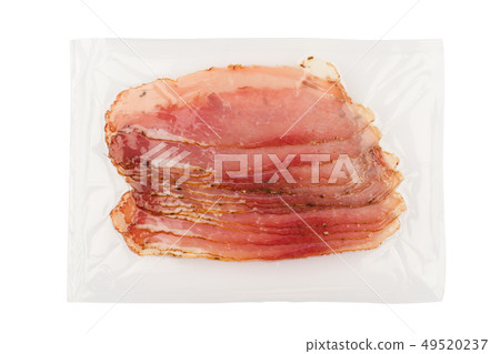 smoked pork fillet packaging isolated on white 49520237