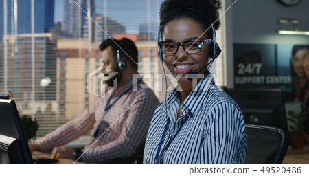 Woman working at his desk in a call center 49520486