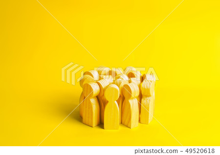 Group of yellow people on a yellow background.  49520618