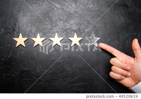 man's hand in the suit points to the fifth star. 49520619