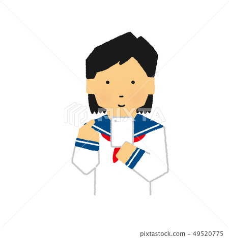 學生，中學生和高中生，女人，智能手機，操作，使用，智能手機，手機（簡單觸摸） 49520775