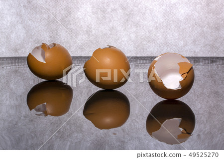 Brown eggshell on a gray abstract background Brown eggshell on a gray abstract background 49525270