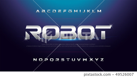 Elegant Sport Silver Metal Chrome Alphabet Font. 49526007