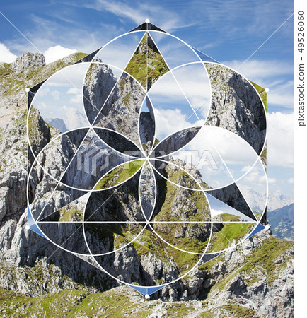 Geometric collage with rock and sacred geometry 49526060