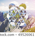 Collage with the mountains and the symbol 49526061
