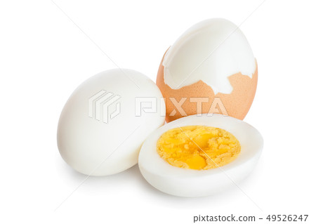 boiled egg and half isolated on white background boiled egg and half isolated on white background 49526247