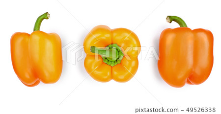 orange sweet bell pepper isolated on white background. Top view. Flat lay 49526338