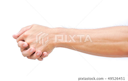 Man arm with blood veins on white background Man arm with blood veins on white background 49526451