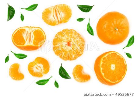 tangerine or mandarin isolated on white background. Top view. Flat lay tangerine or mandarin isolated on white background. Top view. Flat lay 49526677