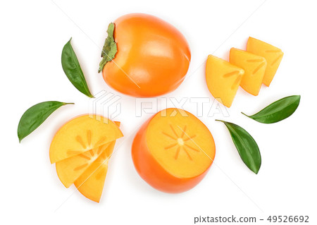 persimmon slice isolated on white background with copy space for your text. Top view. Flat lay persimmon slice isolated on white background with copy space for your text. Top view. Flat lay 49526692