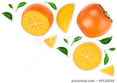 persimmon slice isolated on white background with copy space for your text. Top view. Flat lay persimmon slice isolated on white background with copy space for your text. Top view. Flat lay 49526699