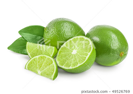 lime with half and leaf isolated on white background 49526769