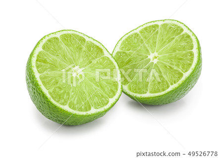 half lime isolated on white background closeup half lime isolated on white background closeup 49526778