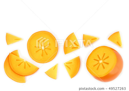 persimmon slice isolated on white background with copy space for your text. Top view. Flat lay persimmon slice isolated on white background with copy space for your text. Top view. Flat lay 49527263
