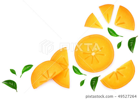persimmon slice isolated on white background with copy space for your text. Top view. Flat lay persimmon slice isolated on white background with copy space for your text. Top view. Flat lay 49527264