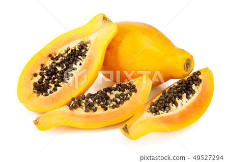 ripe cut papaya isolated on a white background 49527294