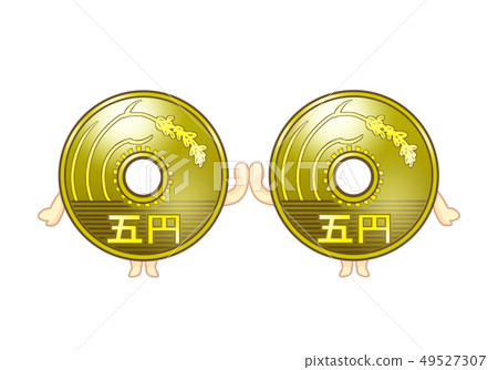 The edge of a 5-yen coin (character style) 49527307
