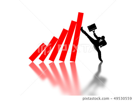 Businessman supporting falling graph Businessman supporting falling graph 49530559