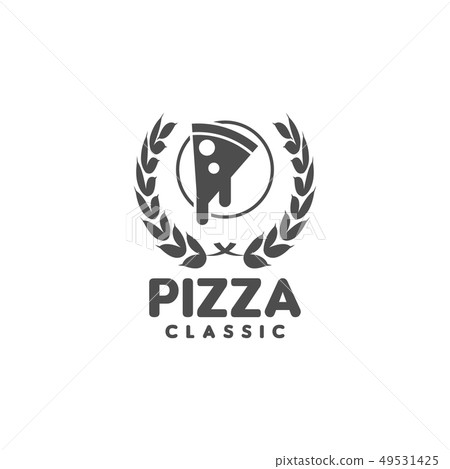 Hot Pizza Logo Vector Template. Retro Pizza Emblem. Vector Art