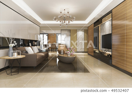 Modern Dining Room And Living Room Luxury Decor Stock Illustration 49532407 Pixta