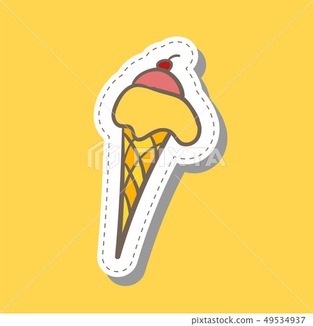 Ice Cream sticker hand draw colored in flat style Ice Cream sticker hand draw colored in flat style 49534937
