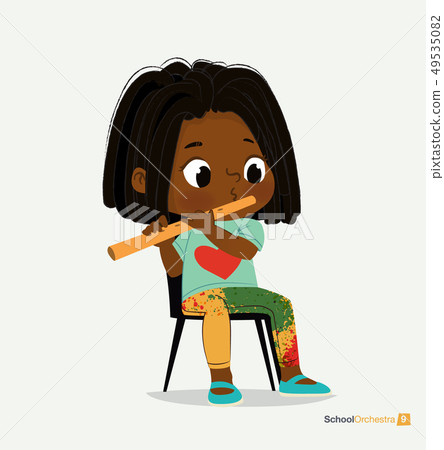 Afro American Girl with Dreadlocks Play on Fife Afro American Girl with Dreadlocks Play on Fife 49535082