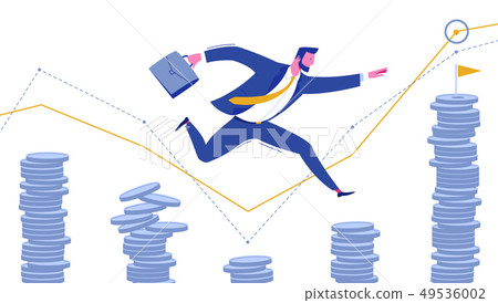 Businessman with Portfolio Jump to Success Goal 49536002