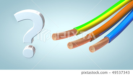 stripped 3 core power cables with question mark 49537343