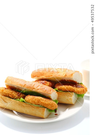 Croquette sand sauce hanging white background 49537532
