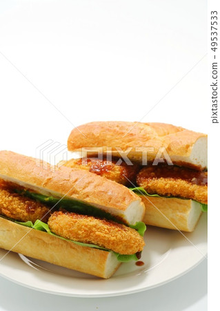 Croquette sand sauce hanging white background 49537533