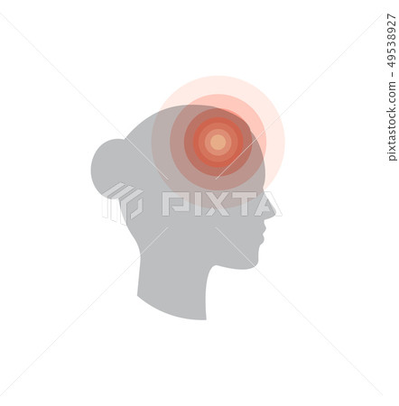 Medical icon. Headache, pain in the head, migraine, fatigue. Flat simple information poster template Medical icon. Headache, pain in the head, migraine, fatigue. Flat simple information poster template 49538927