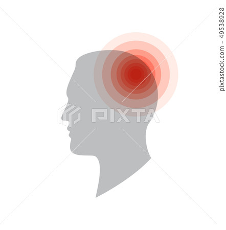 Medical icon. Headache, pain in the head, migraine, fatigue. Flat simple information poster template Medical icon. Headache, pain in the head, migraine, fatigue. Flat simple information poster template 49538928
