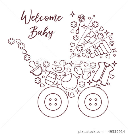 Newborn baby vector illustration Baby stroller 49539914