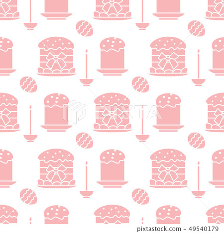 Seamless pattern with Easter cakes, candle, eggs Seamless pattern with Easter cakes, candle, eggs 49540179