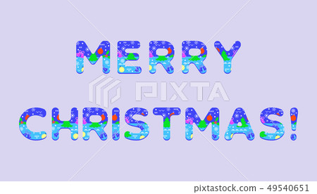 Inscription decorated with Christmas symbols 49540651