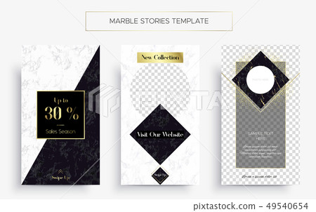 Set of Marble Stories template. Three banners. Set of Marble Stories template. Three banners. 49540654