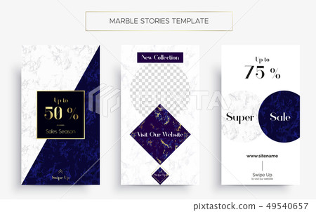 Set of Marble Stories template. Three banners. 49540657