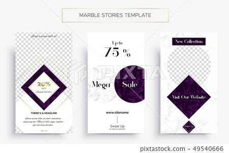 Set of Marble Stories template. Three banners. Set of Marble Stories template. Three banners. 49540666
